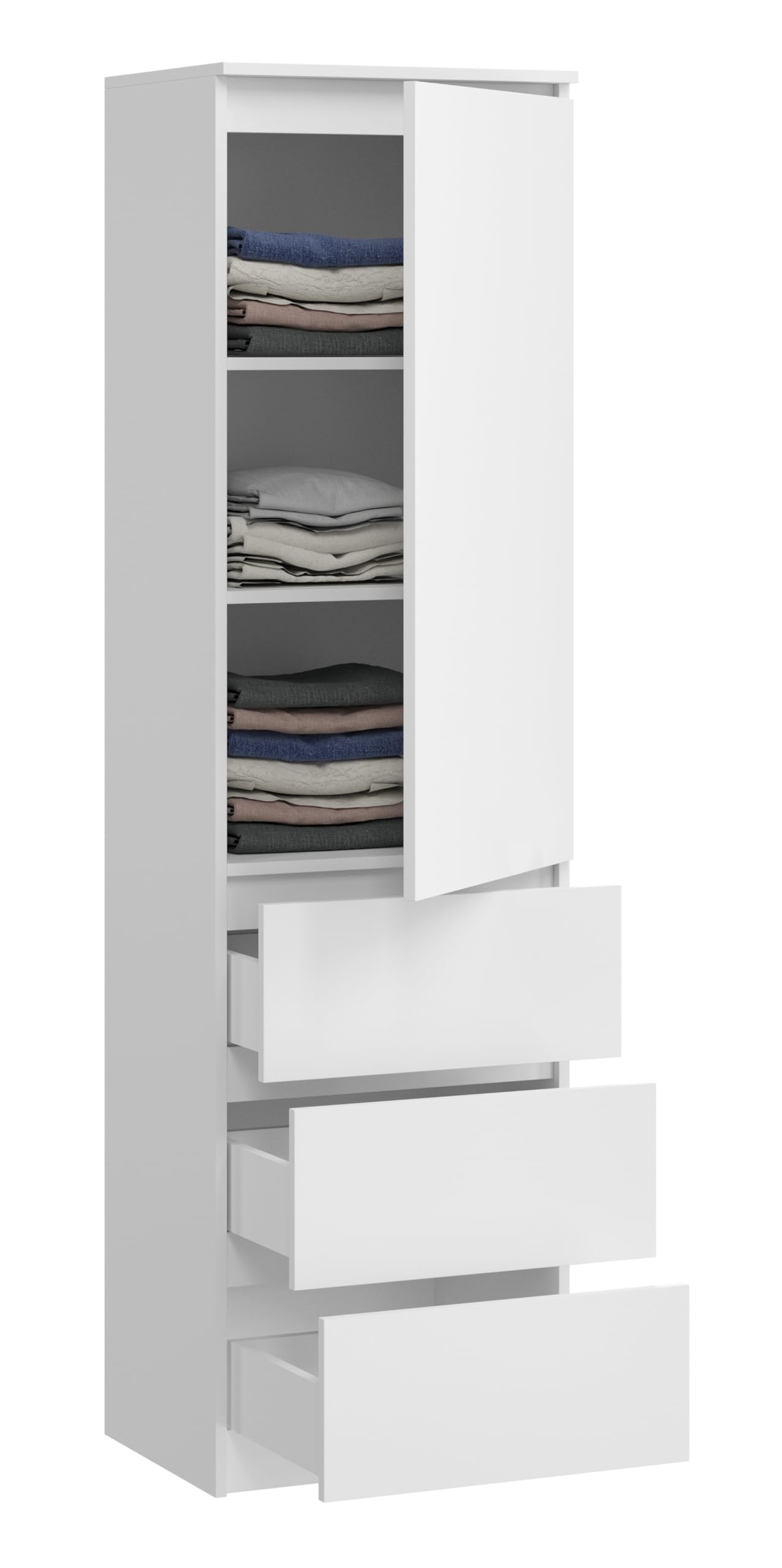 Armadio multiuso con 3 cassetti 3 scomparti e ante - Armadio per casa e ufficio 180,5x50x40cm (Bianco)