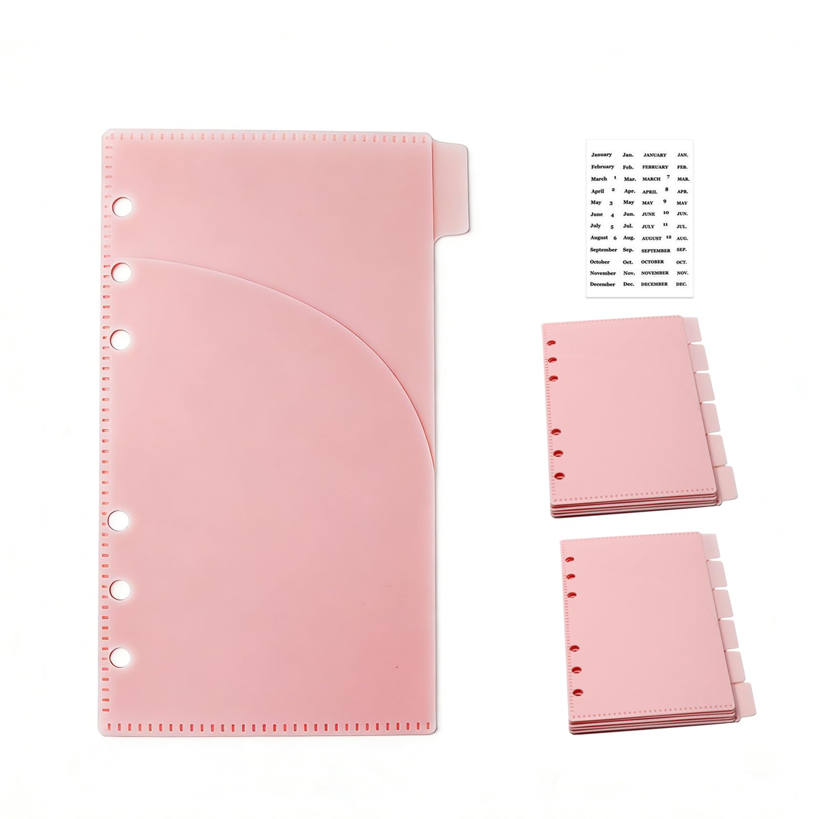 NatSumeBasics 12 A6 Cash Stuffing Envelopes 2 Layer Pink A6 Binder Pocket Dividers with Tab Sticker for 6 Rings Budgeting Planner Inserts Supplies Accessories (12 Pink)