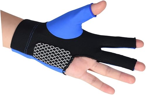 Miniatura 3 de VOSAREA Breathable Finger Billiards Glove with Slip Elastic Wrist Wear Resistant Snooker Glove for Smooth Stroke Blue Pool Cue Accessory