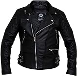 YKK -Reißverschluss Infinity Kuh-Fell- Männer Retro Schwarz Echtes Leder Brando Motorrad Bikerjacke XL