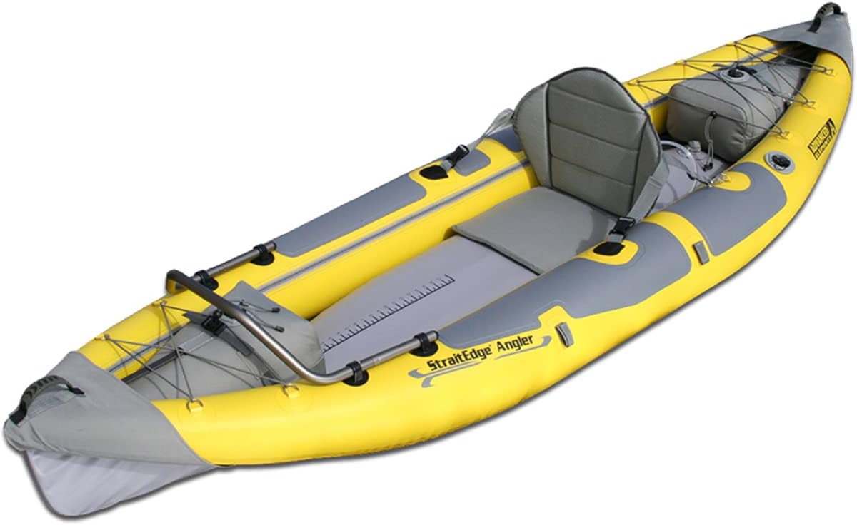 Advanced Elements StraitEdge™ Angler Inflatable Kayak – AE1006-ANG Fishing Kayak with Rod Holders and Bag and Pump- 9′ 8″ – 41 lbs – Yellow Advanced Elements StraitEdge™ Angler Inflatable Kayak – AE1006-ANG Fishing Kayak with Rod Holders and Bag and Pump- 9′ 8″ – 41 lbs – Yellow