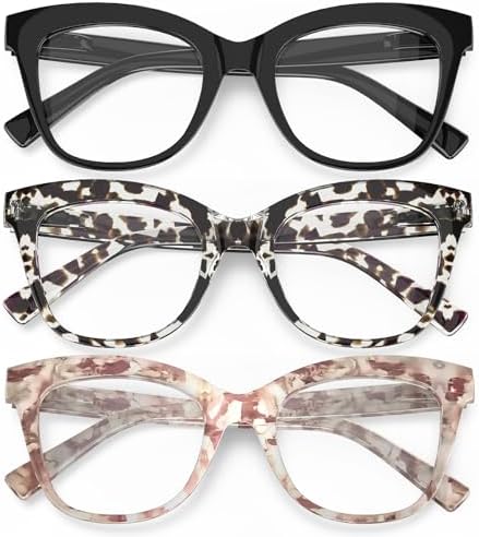3-Pack Women's Reading Glasses with Blue Light Blocking and Anti-Glare Features