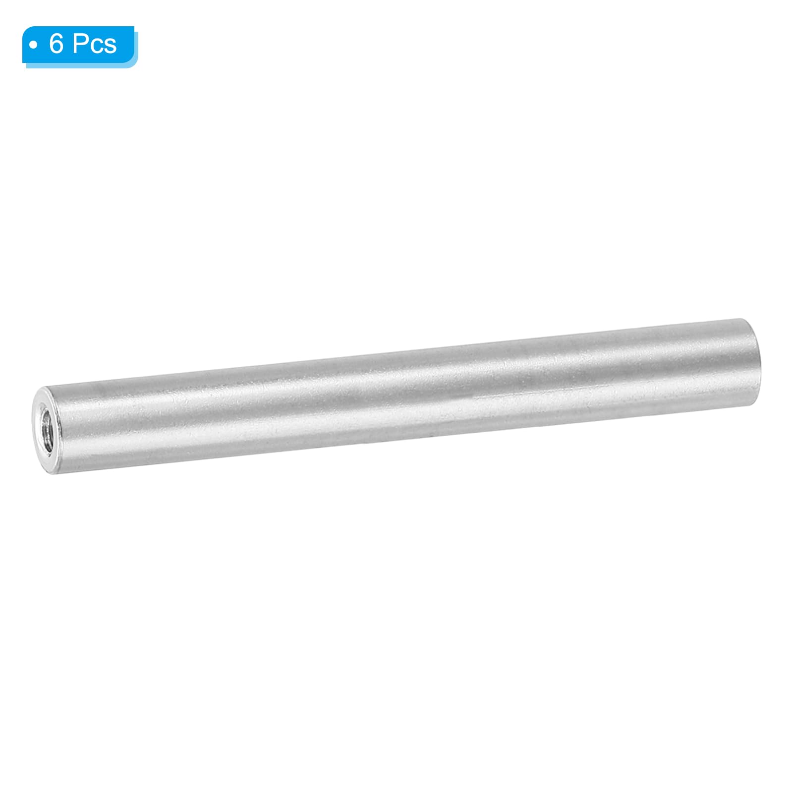 PATIKIL 6pcs M3 Metal Threaded Standoff Spacer Nuts, Round Aluminum Spacers Female Coupling Screws, 1/8" ID x 1/4" OD, Silver, (55mm L) - Image 3