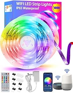 100ft Led Strip Lights Waterproof, Tendist Outdoor WiFi Led Light Strips Compatible with Alexa and Google Assistant, Smart APP and Remote Control RGB LEDs Lights for Bedroom, Room Light Decor