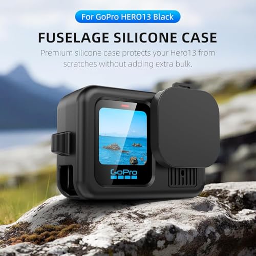 Image of M.G.R.J Silicone Protective Case Cover for Gopro Hero 13, Silicone Sleeve with Lanyard Lens Cap (Black)