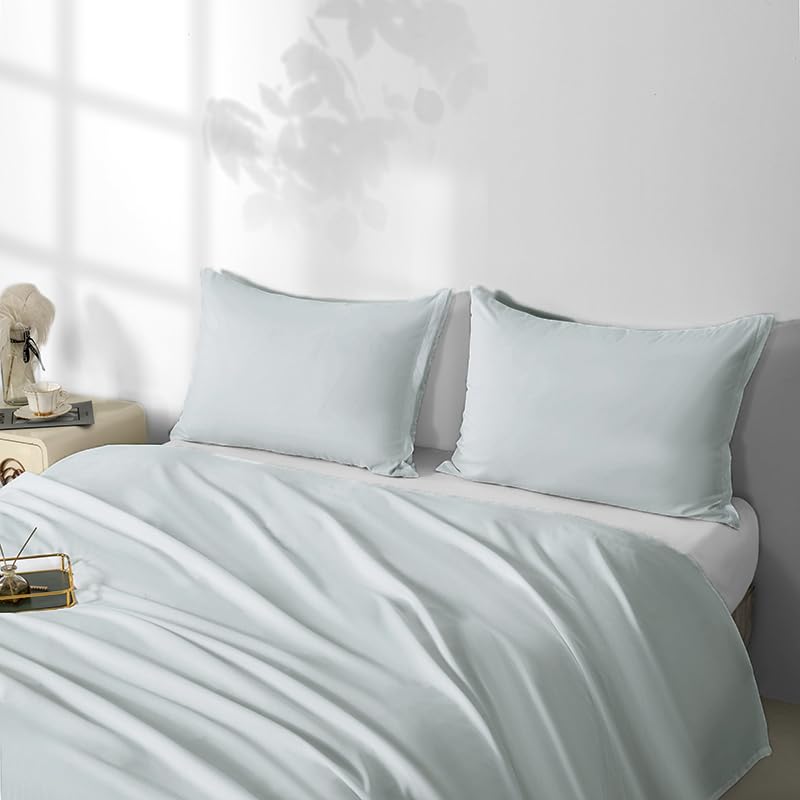 Image of 2 Pack Microfiber King Zipper Pillowcases, Soft Comfortable Not Shrink Light Blue Pillow Case, Breathable Pillow Cases Set of 2 (20x36 Inches)