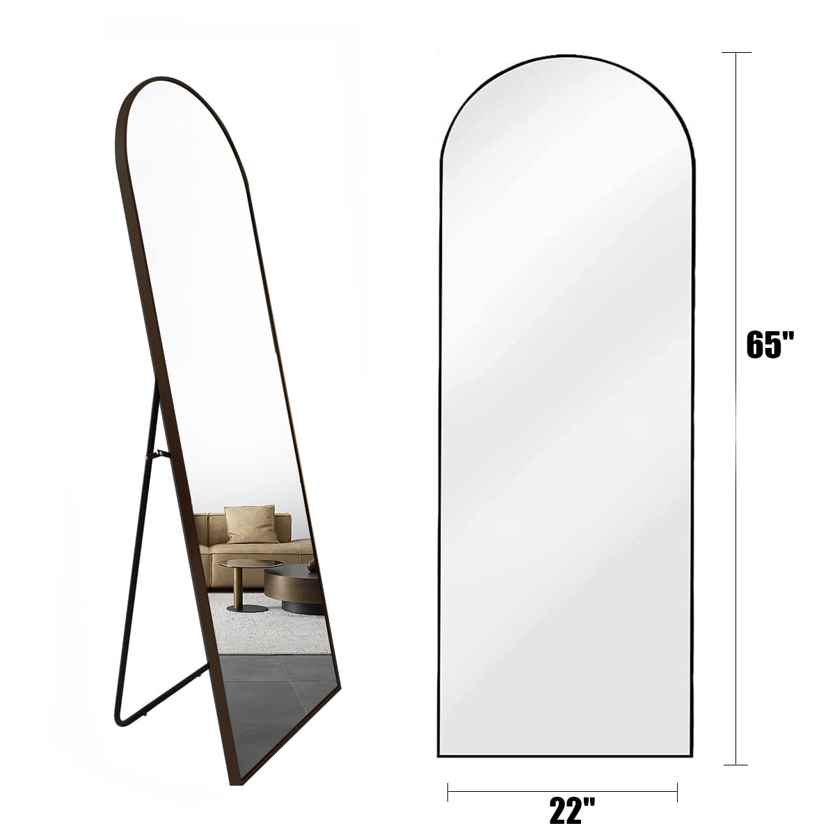 ZMYCZ Arched Floor Mirror, 65"x22" Full Length Mirror, Standing Mirror