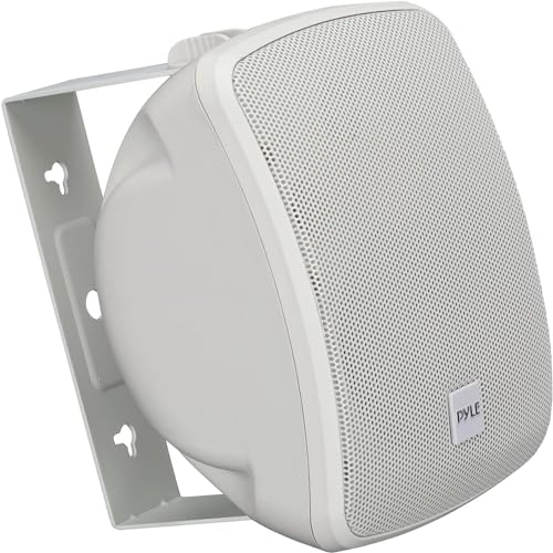 Pyle Outdoor Waterproof Patio Speaker - 3.5" 2-Way Weatherproof Wall/Ceiling Mounted Dual Speaker w/Heavy Duty Grill, w/Transformer Adjuster, Universal Mount, in/Outdoor Use PDWR445TW (White) by Pyle - Used condition - US$21.56