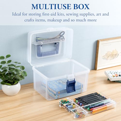 MyGift Caixa transparente de primeiros socorros de 25 cm com bandeja destacável e aba superior de ac