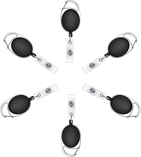 Miniatura 3 de selizo 6 portatarjetas retráctiles con clip de carrete de mosquetón