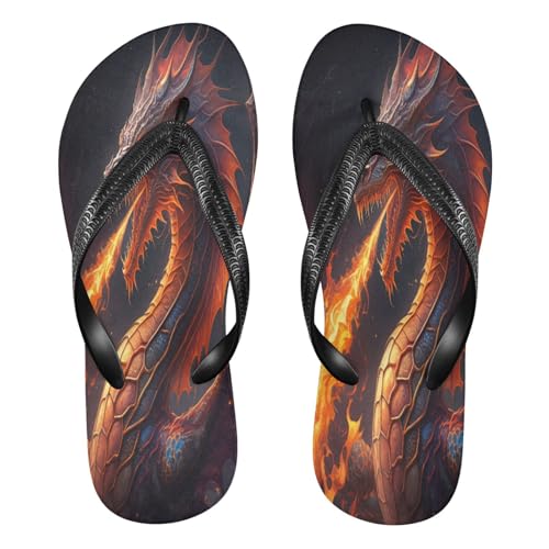 STAYTOP Fiery Dragon Flip Flops Sandals of Men's & Women's,Sandals Beach Slippers Shower Slides