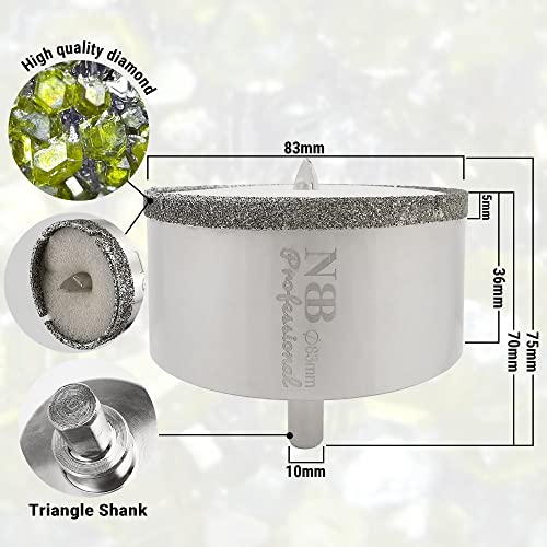NBB Diamond Drill Bits with Triangle Shank, Diamond Crown, Wet Drill in Marble, Luxury Stone, Ceramic, Granite, Tile, Glass - Image 2