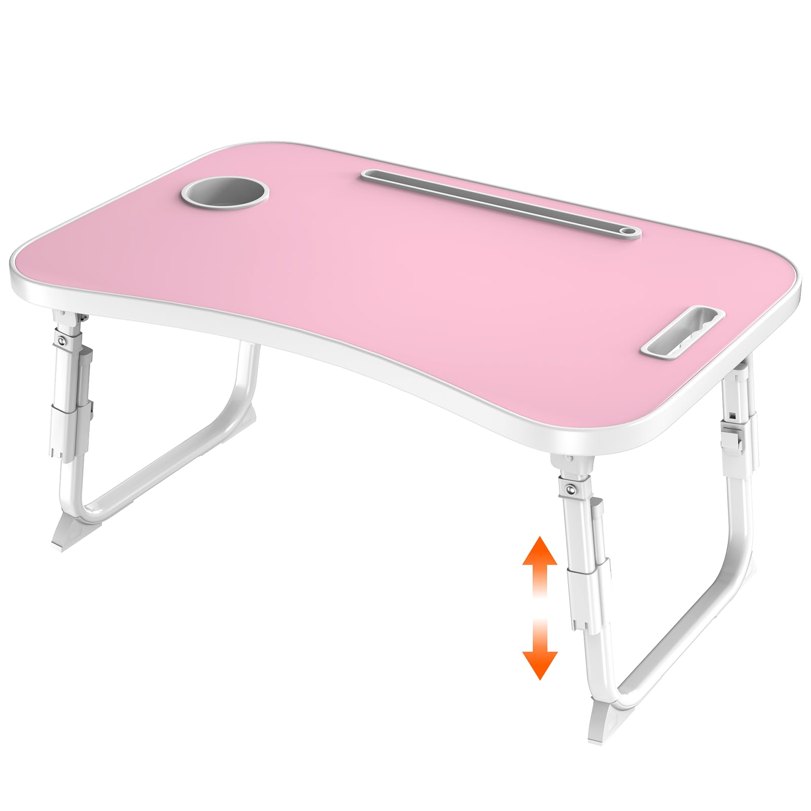 Ronistar Pink Laptop Desk, Laptop Bed Table With Cup Slot, Reading Holder Notebook Stand Breakfast Tray Book Holder For Sofa, Terrace, Balcony