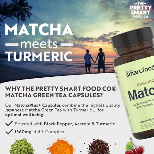 Green Tea Extract Capsules - Organic Matcha Green Tea Tablets - Boosted with Turmeric, Acerola Cherry & Black Pepper - 1360MG Complex - Green Tea Supplement - 60 Capsules - UK Made - Image 5