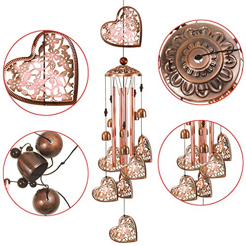 Ymxbl Outdoor Heart Wind Chimes Decoration, Gift For Mom, Heart Wind Bell, Hearts Windchimes With 4 Tubes & 6 Bells, Heart Wind Catcher, Aluminum Chime, Home Decor Mobile Windchime, Garden Wind Chimes #TOP4