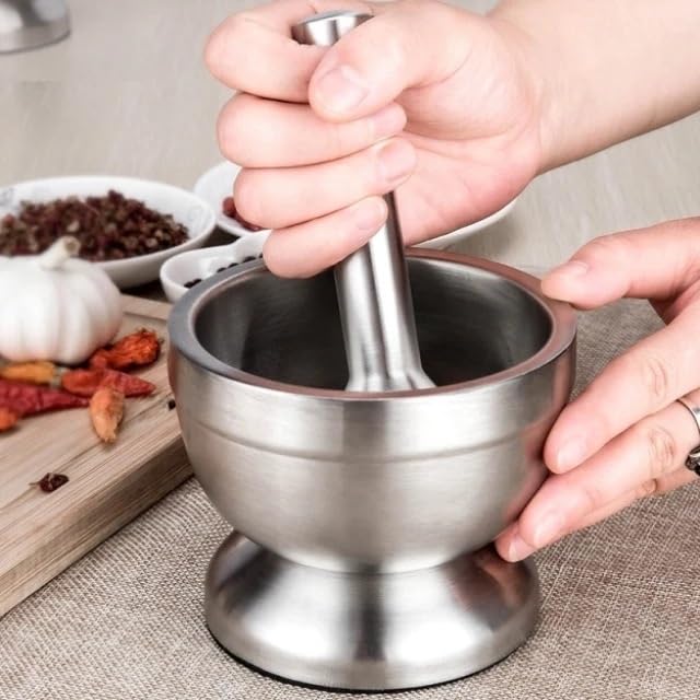 Pestle and Mortar Stainless Steel Mortar Pestle Garlic Pounder Spice Mill Pharmacy Herbs Bowl