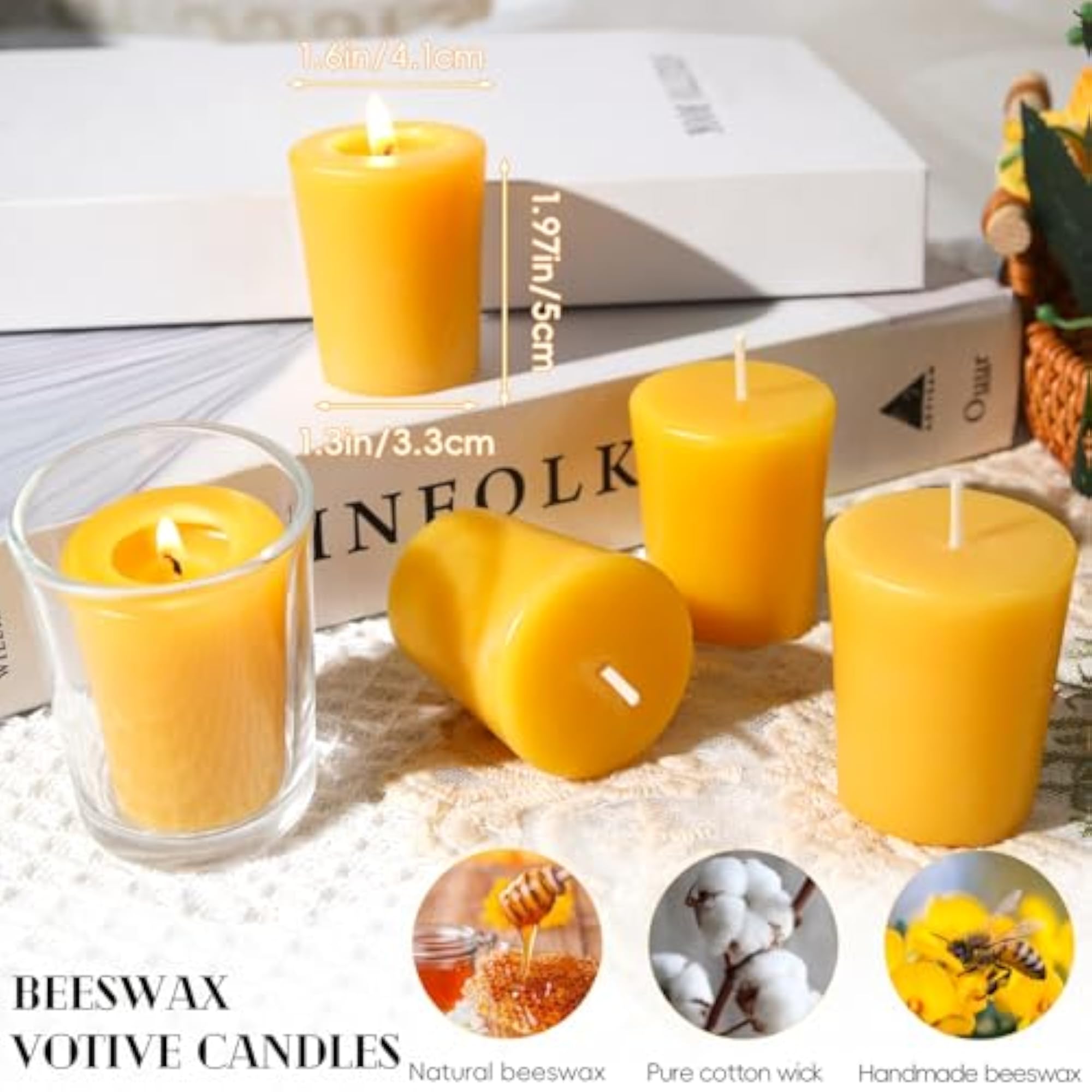 12 Pack Beeswax Votive Candles