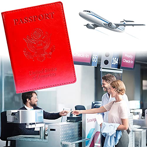 Passport Cover and Vaccine Card Holder Combo, PU Leather Passport Holder with Vaccine Card Slot (Red) - Image 4