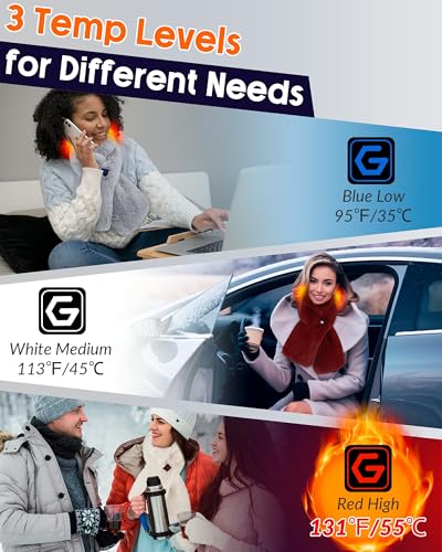 Women Heated Fur Scarf With Pockets Rechargeable Battery Powered Intelligent Electric Heating Shawl Cordless Portable Outdoor Accessory Essentials Travel Must Have Winter Warming Black Scarves Scarfs4