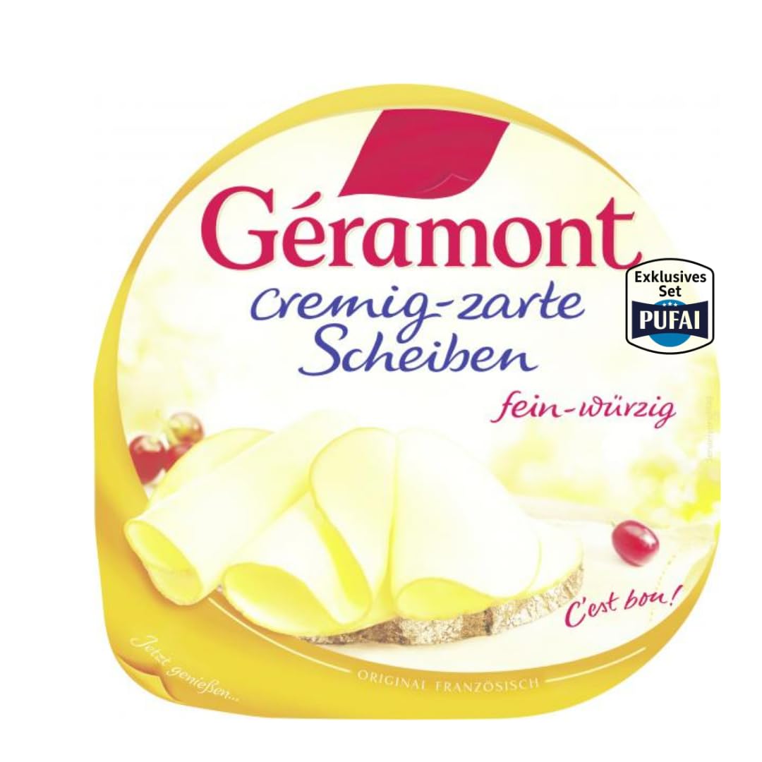 Géramont Käsescheiben cremig-zart & fein-würzig – 130 g, 4er Pack | Französische Käsezubereitung aus Kuhmilch | Mild & aromatisch