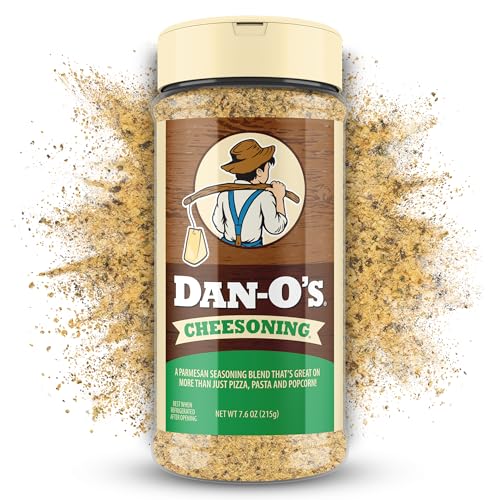 Dan-O's Cheesoning Seasoning, 7.6 oz Bottle, All Purpose Seasoning for Pizza, Popcorn, Chicken, Bread and More, Sugar Free, Zero Calorie, Parmesan Cheese Replacement for your Favorite Foods