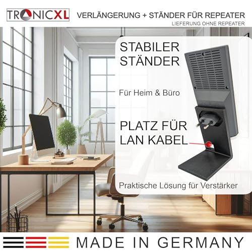 TronicXL Przedłużenie 3 m + stojak W-LAN Repeater kompatybilny z Fritz Repeater 600 1200 1750E 2400 AVM Fritz! Uchwyt 300 cm