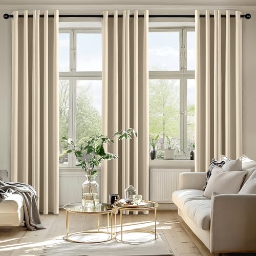 Image of MIULEE Blackout Curtains for Bedroom Living Room 2 Panels, Thermal Insulated Room Darkening Drapes Grommet Noise Reducing Light Blocking Window Treatments 80 Inches Long 40x80 Inch Cream Beige