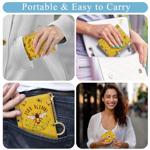Image of Jogjam Womens Wallet, Bee Kind Small Slim RFID Blocking Card Wallets, Trifold PU Leather Card Holder Wallet Organizer, Mini Pocket Cash Wallet with 7 Card Slots ID Window for Girls Ladies Girlfriend