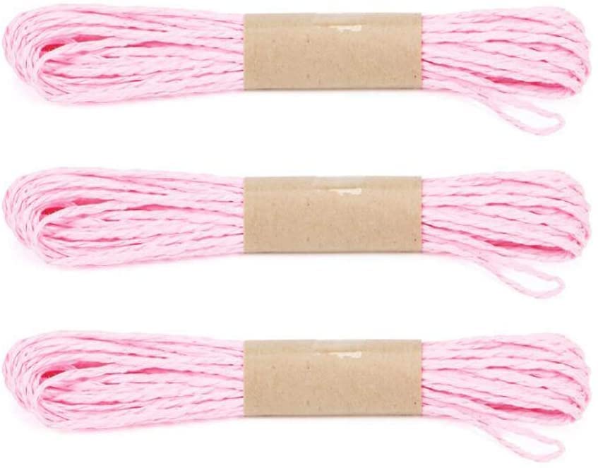 Raffia Twisted Paper Rope Threads for Gift Wrapping, Packaging Ribbon, DIY Festival Decoration Art & Craft Paper String (10 PCS x 10 Meter, Light Pink)