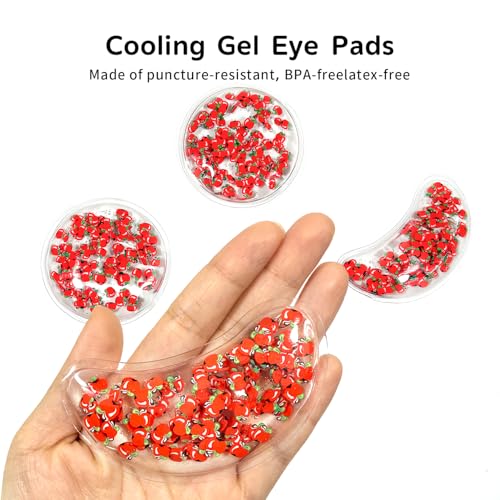 Image of 4PCS Gel Eye Ice Pack Set, Cold & Hot Compress, Reusable Cooling Gel Pads for Strain Relief, Relaxation, SPA and Sleep (4 Apples)