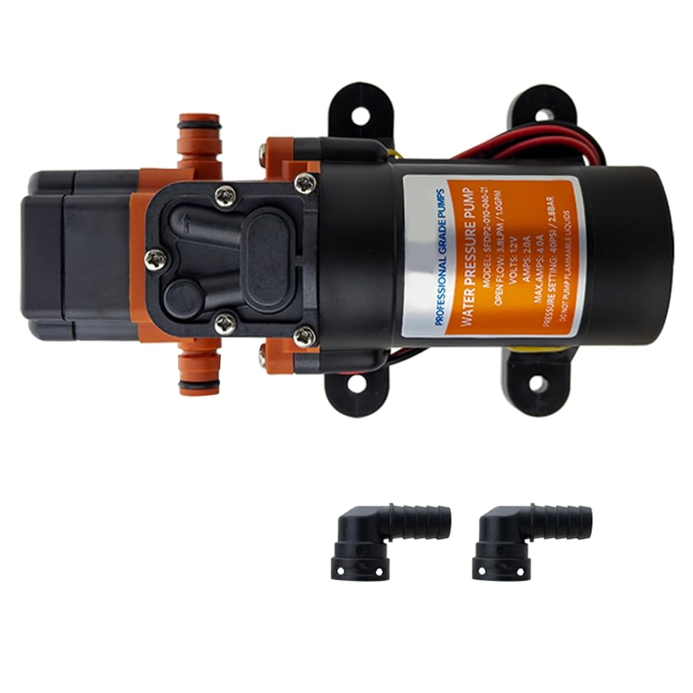 UDSKNV[KSL DC12V 40PSI High Pressure Cleaning Booster Diaphragm Pump, Motorhome Boat Self-Priming Pump for Irrigation Beverage Machines