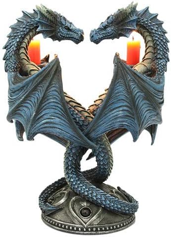 Pacific Giftware Altar Drake Double Dragon Candle Holder Stand Sculptural Home Decor 9 Inch Tall
