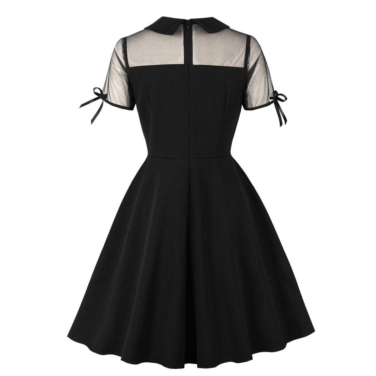ODIZLI Robe rétro années 1950 en maille à manches courtes bouffantes pour femme - Robe de cocktail style années 50