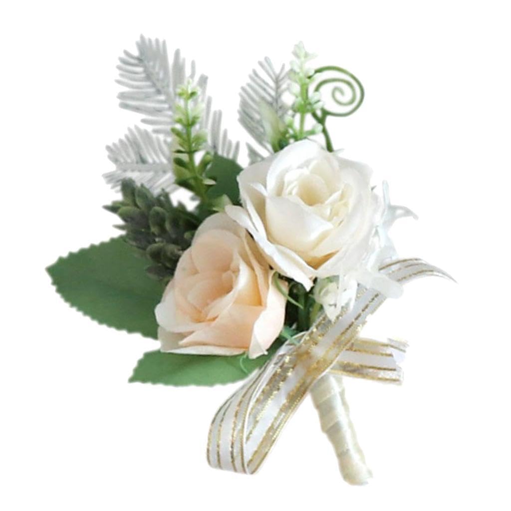 AUYXSSZ Bride Bridesmaid Corsage Buttonhole Flowers Elegant Wedding Brooch Corsage Party Decor Romantic Rose Proms Groom Boutonniere For Wedding PE Rose Flowers