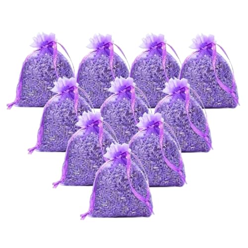 Bolsas de lavanda, bolsitas de lavanda con flores de lavanda secas naturales, frescas y repelentes de polillas para cajones, armarios, armarios y automóviles (10)