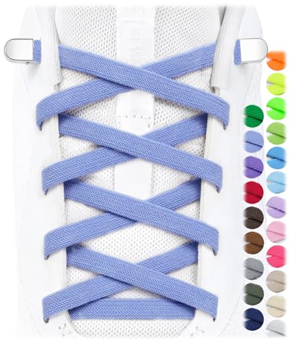 Image of Stepace 2 Pairs Elastic No Tie Shoe Laces for Kids and Adults Sneakers, Stretch Flat Tieless Shoestrings