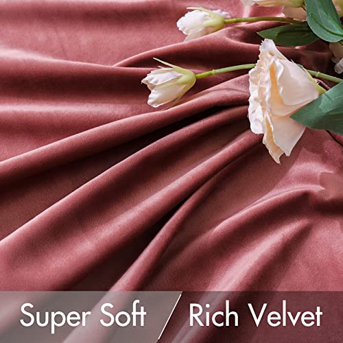 Image of MIULEE Velvet Curtains 52x63 inches 2 Panels Dusty Rose Pink Curtains | Luxury, Bedroom Living Room, Thermal Insulated, Super Soft Window Drapes, Rod Pocket & Back Tab