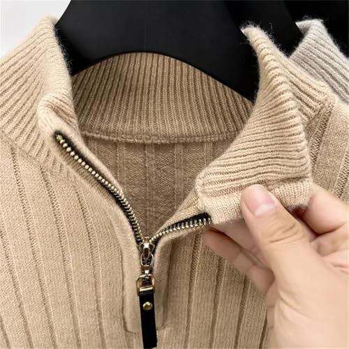 Men's Quarter Zip Sweater Slim Fit Casual Knitted Turtleneck Pullover Mock Neck Sweater Long Sleeve Sweaters4