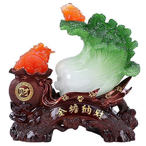 Sculpture Feng Shui haut de gamme avec chou et grenouille de fortune