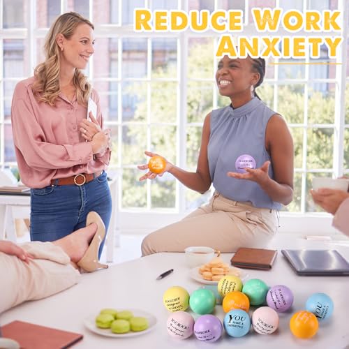 Glimin 48 Pcs Motivational Stress Balls Gifts Bulk Colorful Inspirational Quote Stress Balls with Drawstring Bag Hand Exercise Gifts for Office Anxiety Employee Staff Coworker Adult(Vibrant Color) - Image 6
