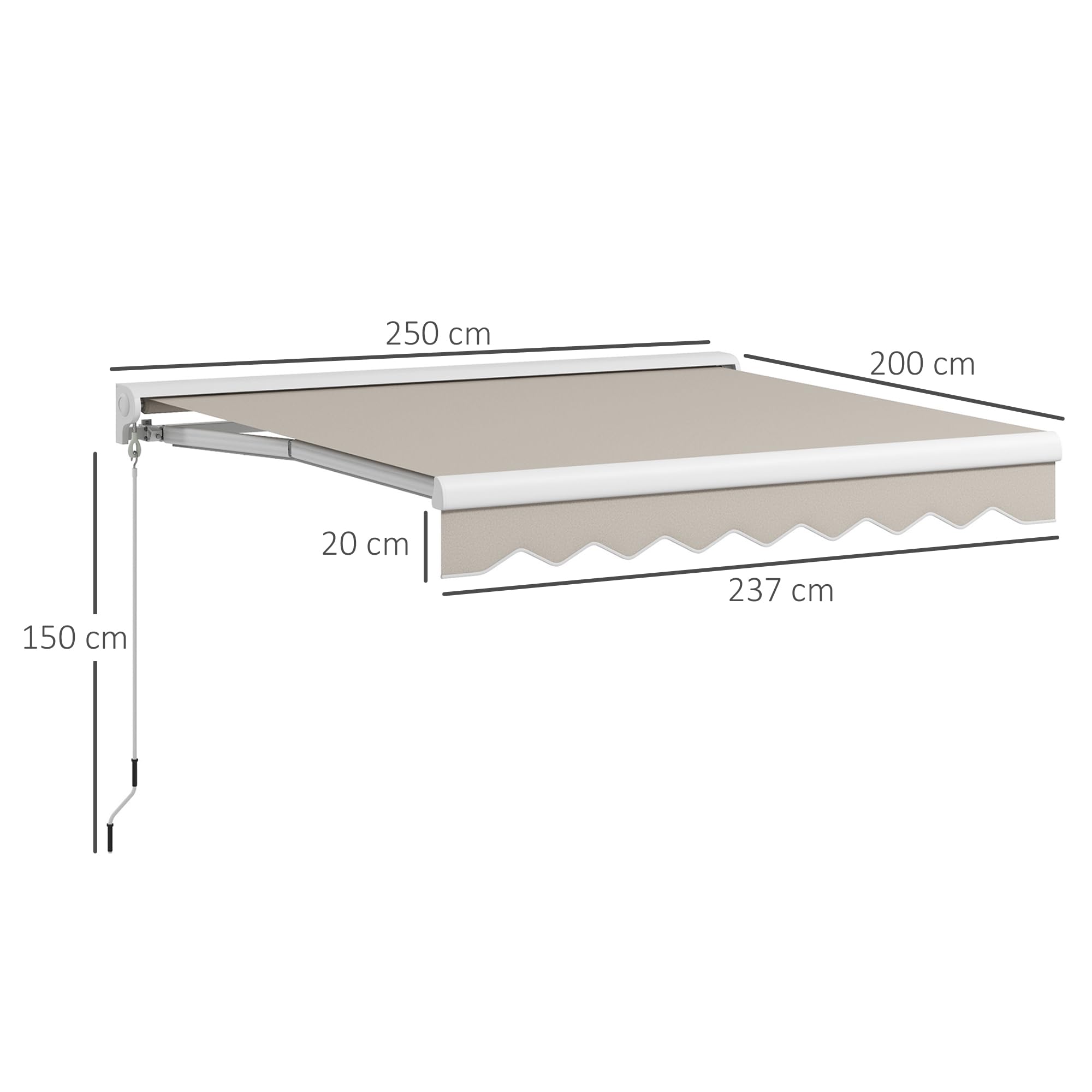 Outsunny Toldo Retráctil Eléctrico o Manual 250x200 cm para Balcón Crema | Toldo Portátil, Mando a Distancia, Manivela Manual, Marco de Aluminio, para Ventana Puerta Terraza Patio, Exterior
