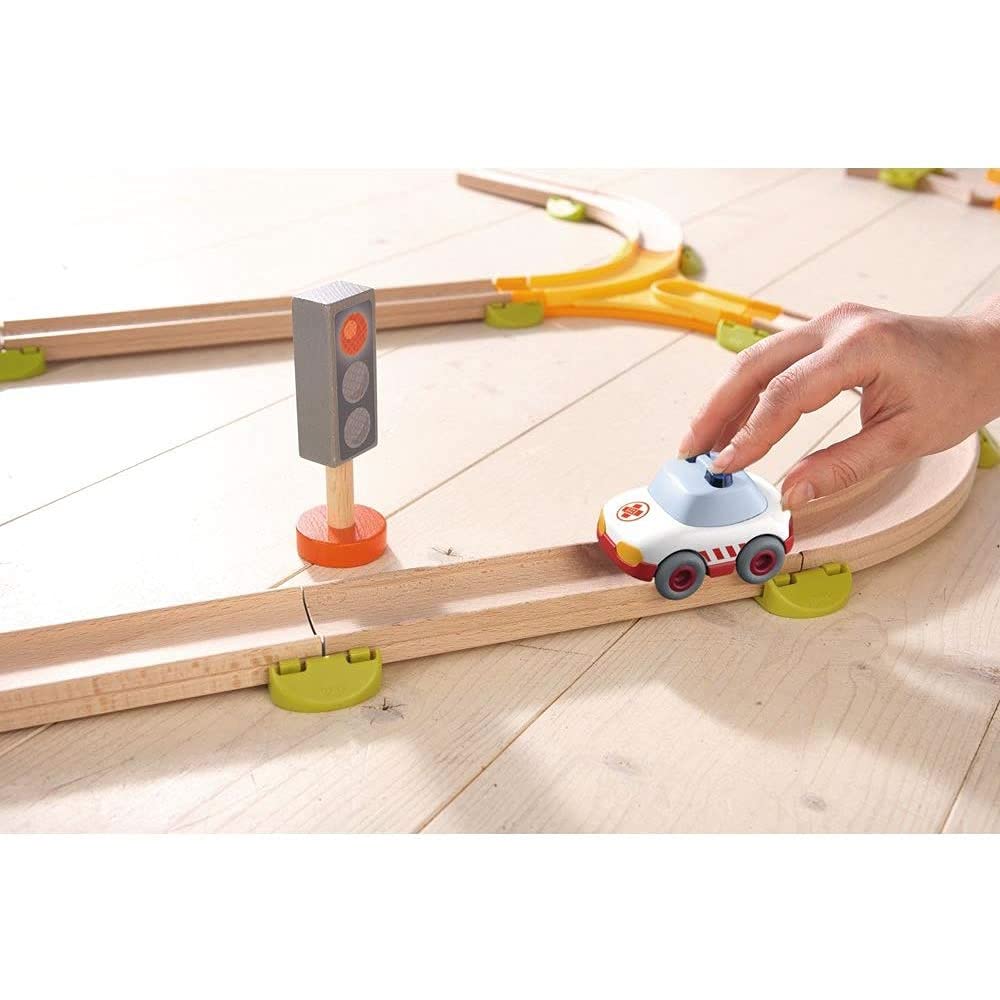 HABA Kullerbu White Ambulance with Momentum Motor - Can be Enjoyed with or Without The Kullerbu Track System - Ages 2+