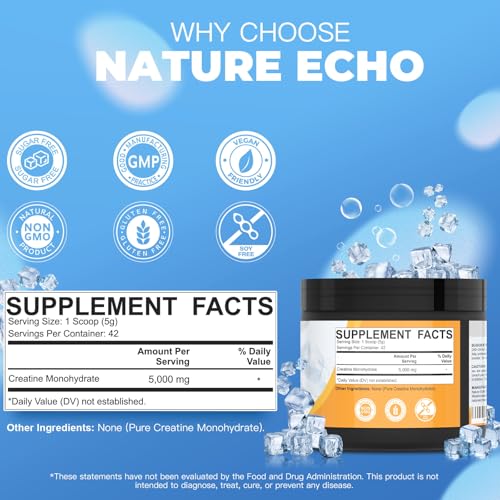 Image of Creatine Monohydrate Powder - Unflavored - 42 Servings | 5g of Creatine Monohydrate - Supports Muscle, ATP Production, Energy, Strength - Vegan, Gluten Free
