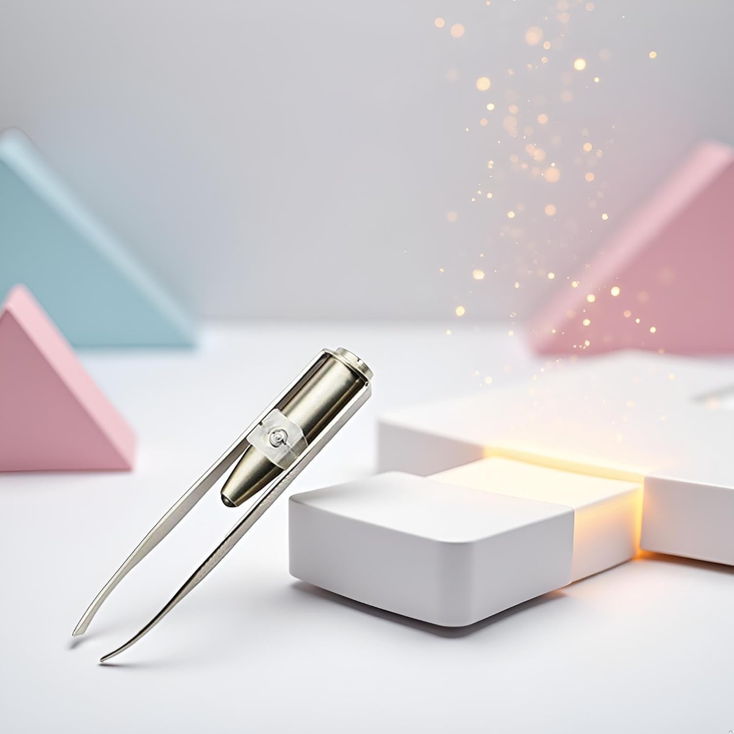 Pinzas de maquillaje de acero inoxidable con luz LED creativa, para cejas, pestañas y cejas, durabilidad y practicidad, belleza y cuidado personal (8,8 x 0,8 x 1,6 cm)