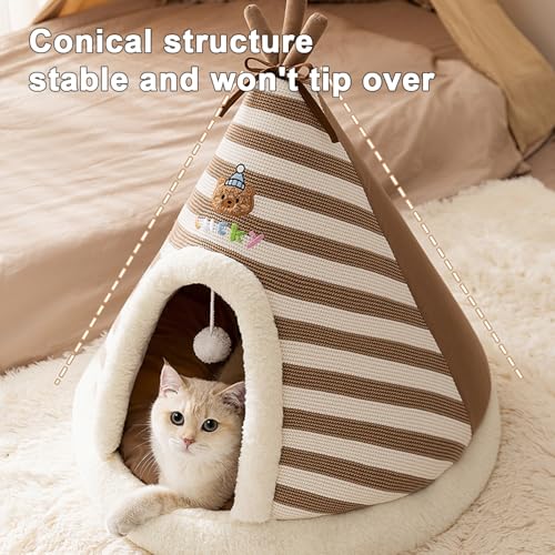 Lit pour chat doux confortable et tipi fermé chaud pour jeune chaton - 5