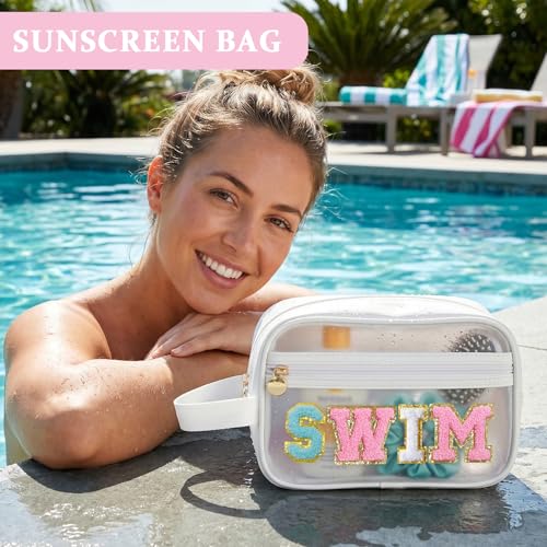 Image of COSHAYSOO Clear SWIM Bag Waterproof Valentines Grab Bag Gifts for Women Teen Girls Swimmer Team Coach, Swimming Pool Accessories Organizer Transparent Makeup Toiletry Bag Beach Travel Cosmetic Pouch