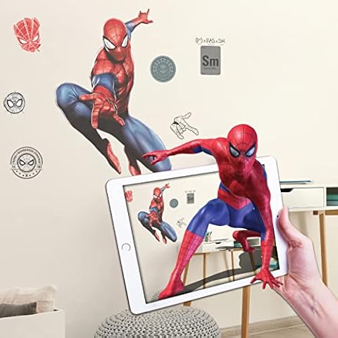 Wall Palz Marvel Spider-Man Peel and Stick Wall Decals - 30" Spider-Man Wall Decor with 3D Augmented Reality Interaction Marvel Decals for Wall Cover