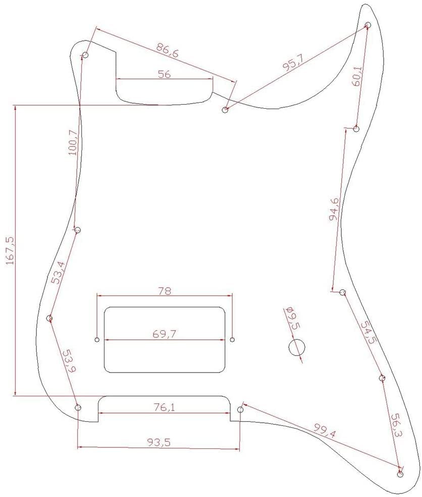KAISH 11 Hole ST/Strat Style One Humbucker Guitar Pickguard Scratch Plate for Delonge Stratocaster/Strat Red Pearl - Image 2