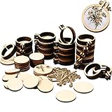 Mini Embroidery Hoop Mini Wood Hoop Ring Wooden Round Crossing Stitch Hoop Small Display Frame Circle for DIY Pendant Embroidery Frame Craft (1.2 x 1 Inch, 20 Pieces)