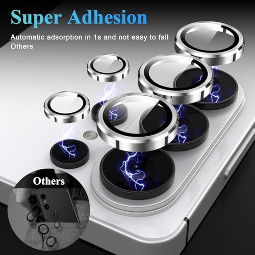 Image of Galaxy S26 Ultra Camera Protector, 9H Tempered Glass Lens Screen Protector with Metal Ring Decoration, Strong Adhesive Camera Lens Cover for Samsung Galaxy S26 Ultra-SILVER